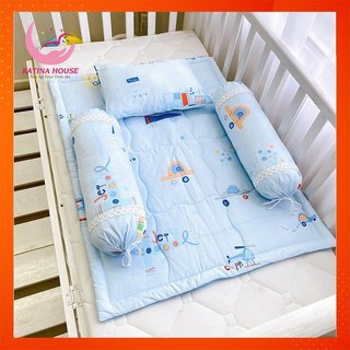 Bộ nệm gối trẻ sơ sinh vải Tencel mềm mịn, mát, nệm chống thấm với nhiều họa tiết đáng yêu