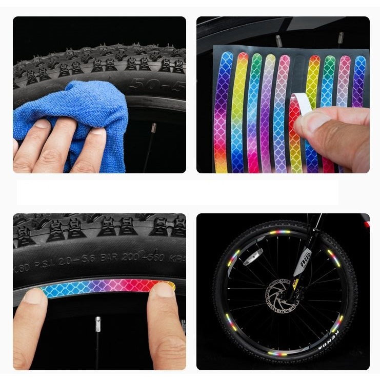 Bộ decal phản quang dán niềng xe đạp / xe máy 20 miếng DC12