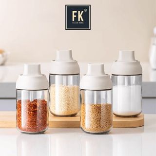 Lọ đựng gia vị thủy tinh FEEKA có thìa chống ẩm, hũ thủy tinh đựng gia vị cao cấp 250ml