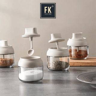 Lọ đựng gia vị thủy tinh FEEKA có thìa chống ẩm, hũ thủy tinh đựng gia vị cao cấp 300ml