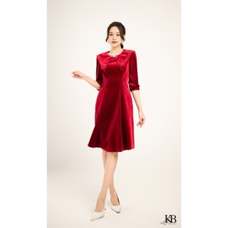Đầm lá cổ thêu kim tuyến ly súp dáng xoè KB CHOOSE TO SHINE DL2139