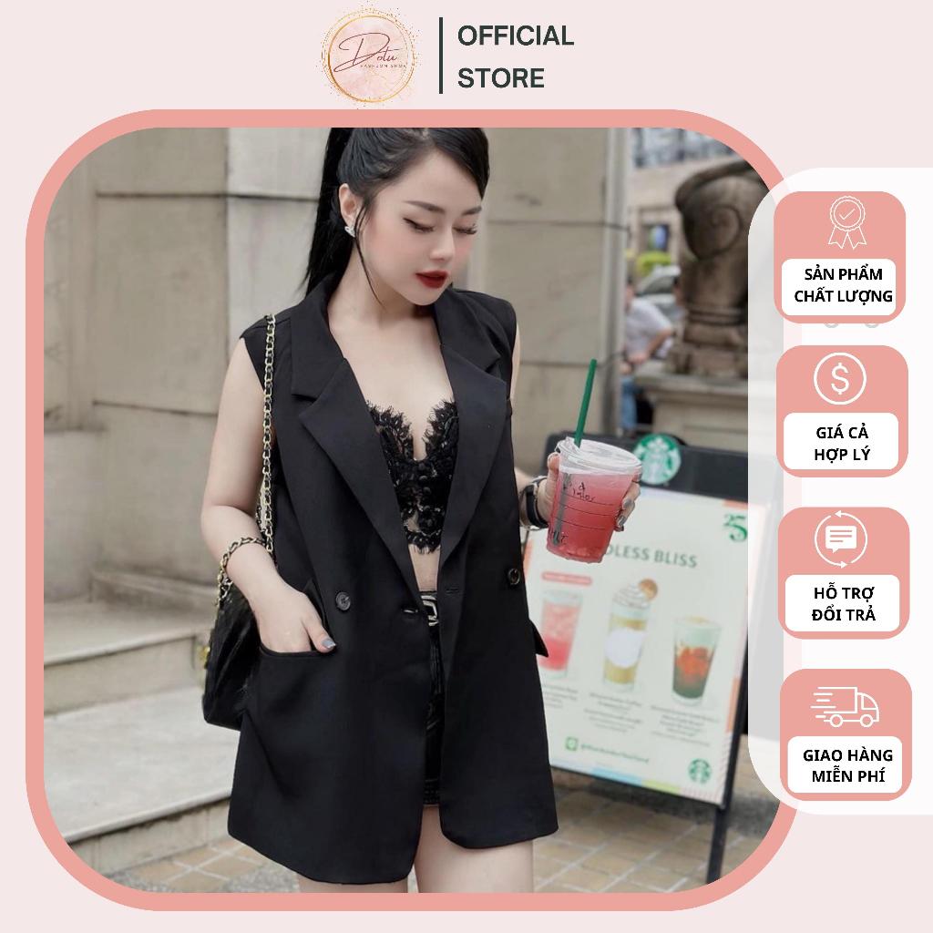 Áo vest nữ sát nách (blazer không tay)GAK0086 2 lớp chất liệu vải runi xuất có lớp lụa đứng dáng thời trang Hàn Quốc