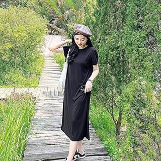 Đầm west thun gân dáng suông tay ngắn d2860