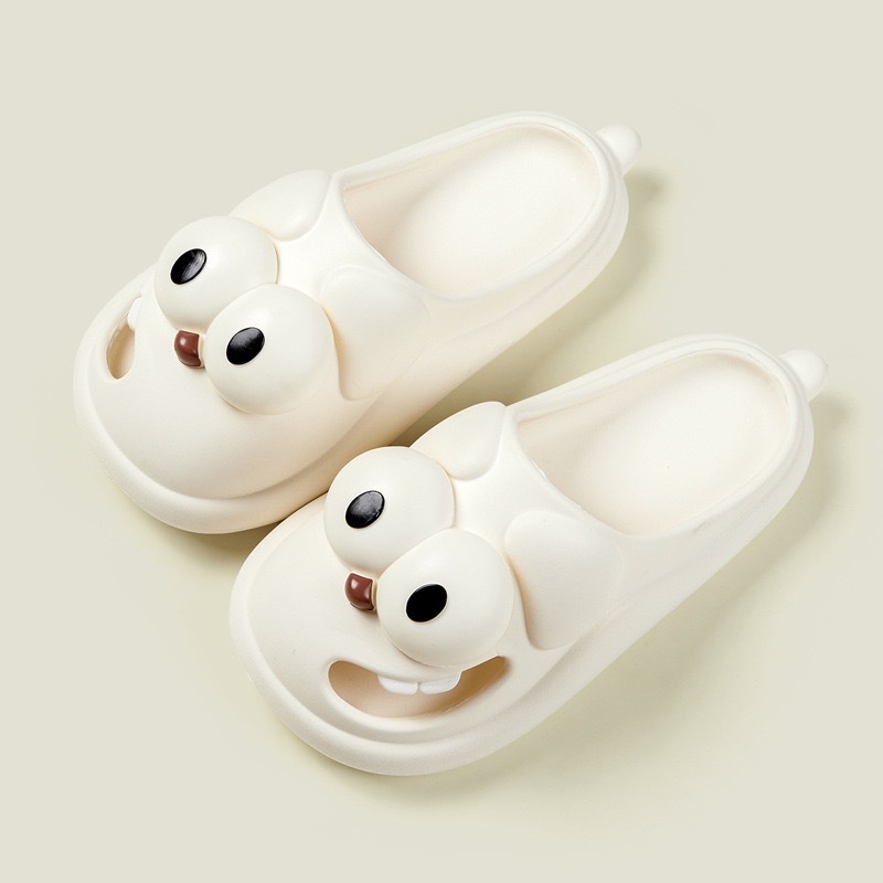 Dép bánh mì sục bít mũi nữ hình chó mắt to, dép nữ thời trang đi trong nhà đế nhẹ êm chống trơn trượt - SAGI ĐẶNG