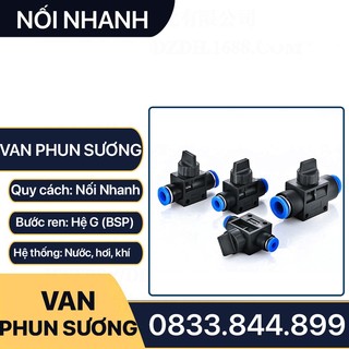 Van Tiết Lưu Van Có Khóa Điều Áp Nối Nhanh Hai Đầu Cắm Ống Nhựa Pu Khí Nén Chất Lỏng Phun Sương Hơi Nước - HVFF 1 Chạm