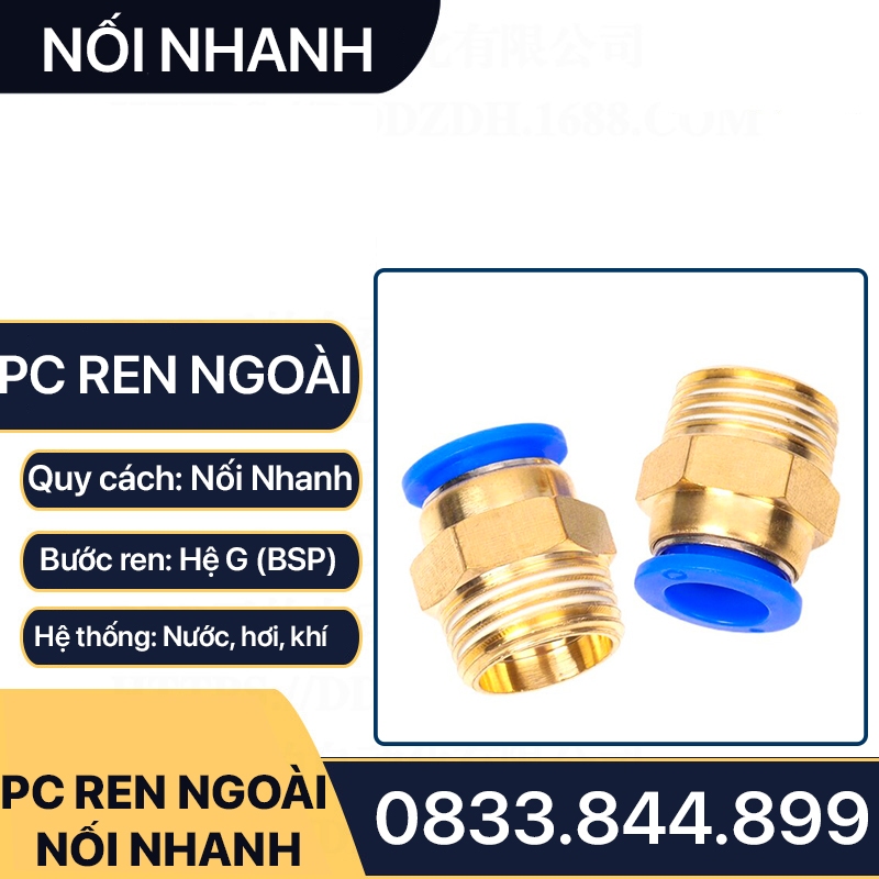 Ren Ngoài Nối Nhanh Một Đầu Cắm Ống Nhựa Pu Khí Nén Chất Lỏng Phun Sương