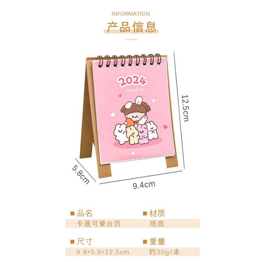 Lịch Để Bàn Mini 2024 Với Nhiều Hình Siêu Cute