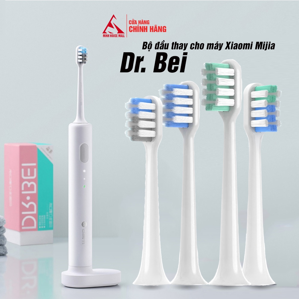 Set 2 bộ đầu bàn chải điện Minh House thay thế  cho máy Xiaomi Mijia Doctor Dr. Bei lông mềm