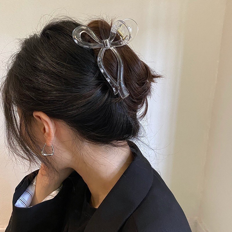 Kẹp tóc càng cua hình nơ bằng nhựa Acrylic dễ thương nhiều màu Giao ngẫu nhiên