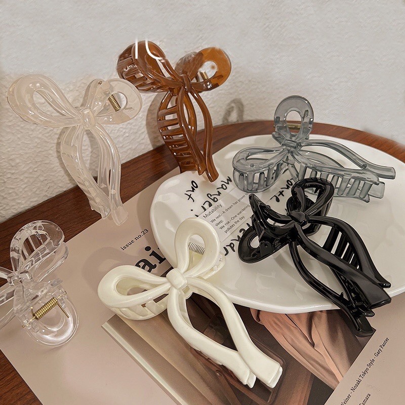 Kẹp tóc càng cua hình nơ bằng nhựa Acrylic dễ thương nhiều màu Giao ngẫu nhiên