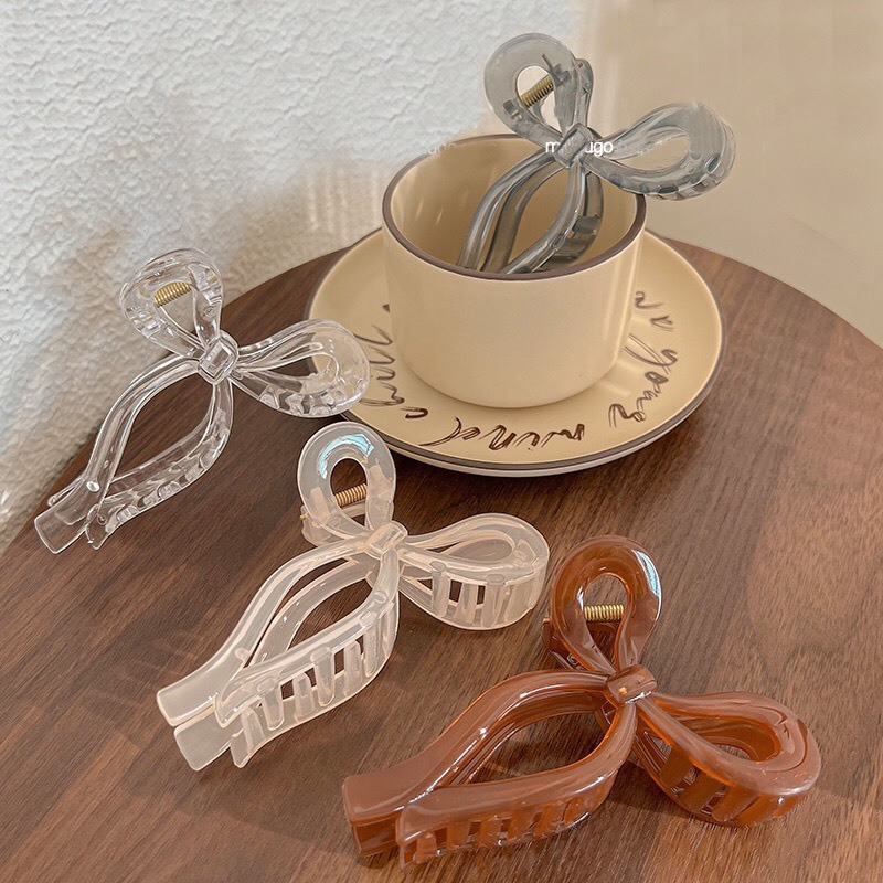 Kẹp tóc càng cua hình nơ bằng nhựa Acrylic dễ thương nhiều màu Giao ngẫu nhiên