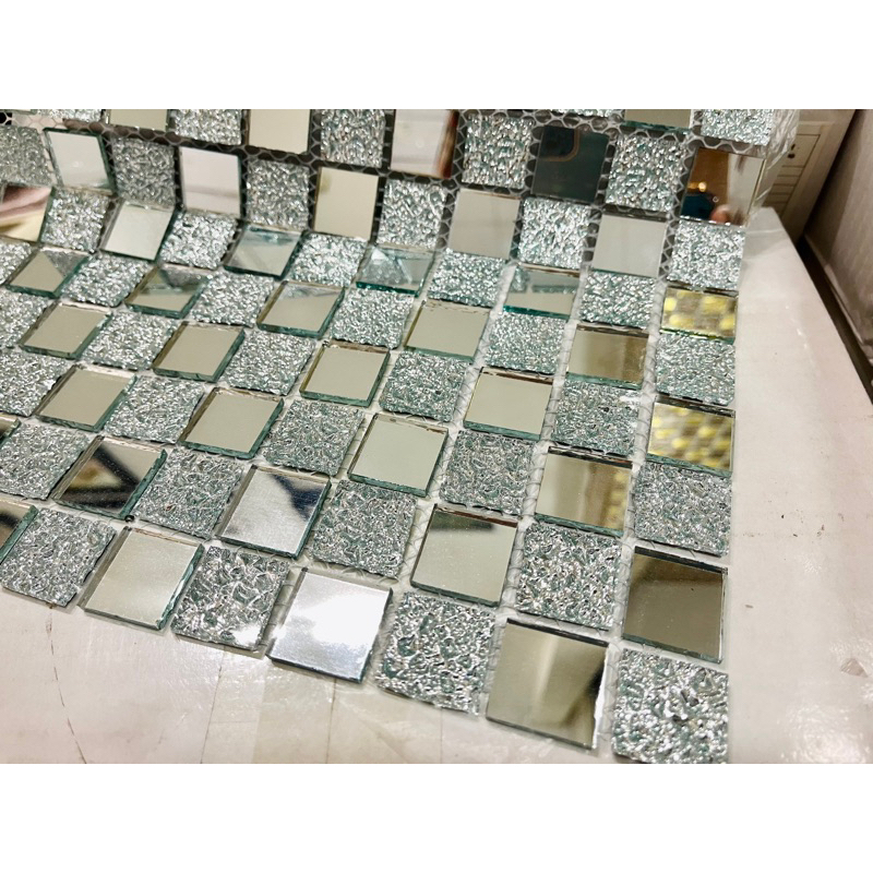 Gạch Mosaic, tấm dán tường trang trí màu Trắng AN106 miễn ship