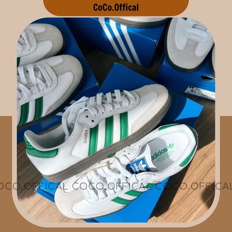Giày Adi.das Samba White Green Xanh Lá Lai Au Cao Cấp