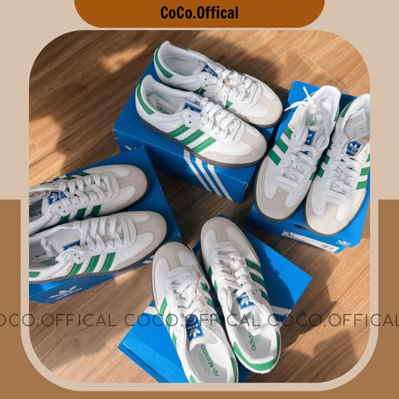 Giày Adi.das Samba White Green Xanh Lá Lai Au Cao Cấp