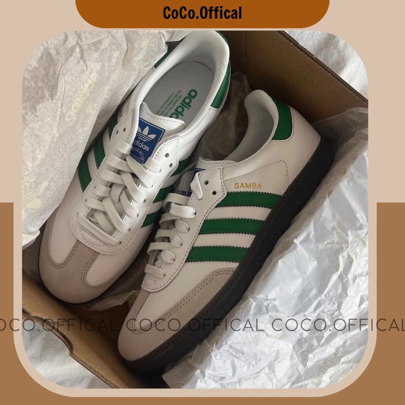 Giày Adi.das Samba White Green Xanh Lá Lai Au Cao Cấp