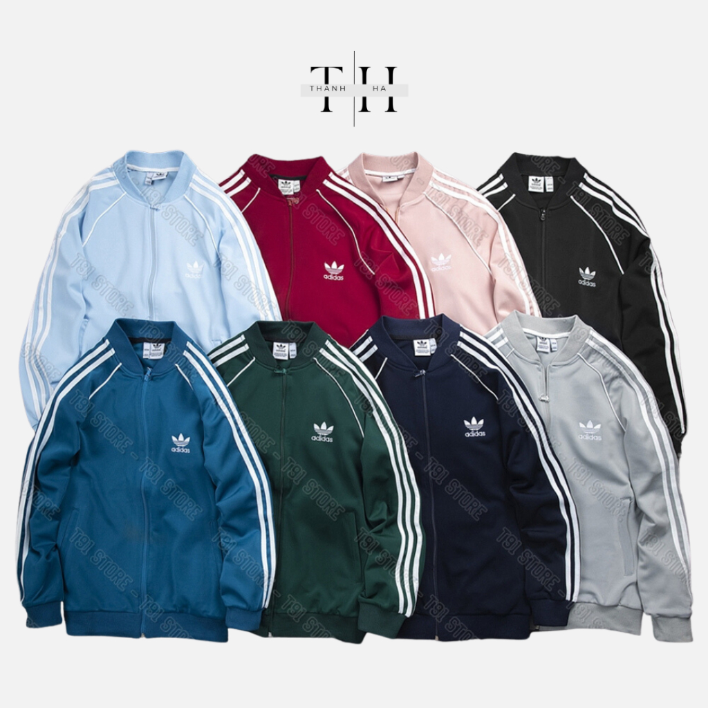 Áo Khoác Bomber 2 lớp  Adidas Thể Thao cao cấp Nam Vải Thun Nỉ Dày Co Giãn  Áo Khoác 3 Sọc kẻ Trắng xu hướng