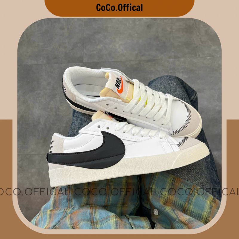 Giày Nai Blazer Low '77 Jumbo White Black Da Thật Lai Au