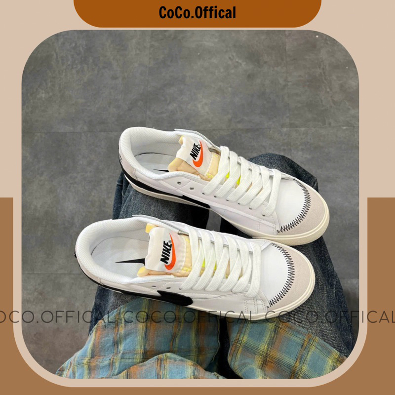 Giày Nai Blazer Low '77 Jumbo White Black Da Thật Lai Au