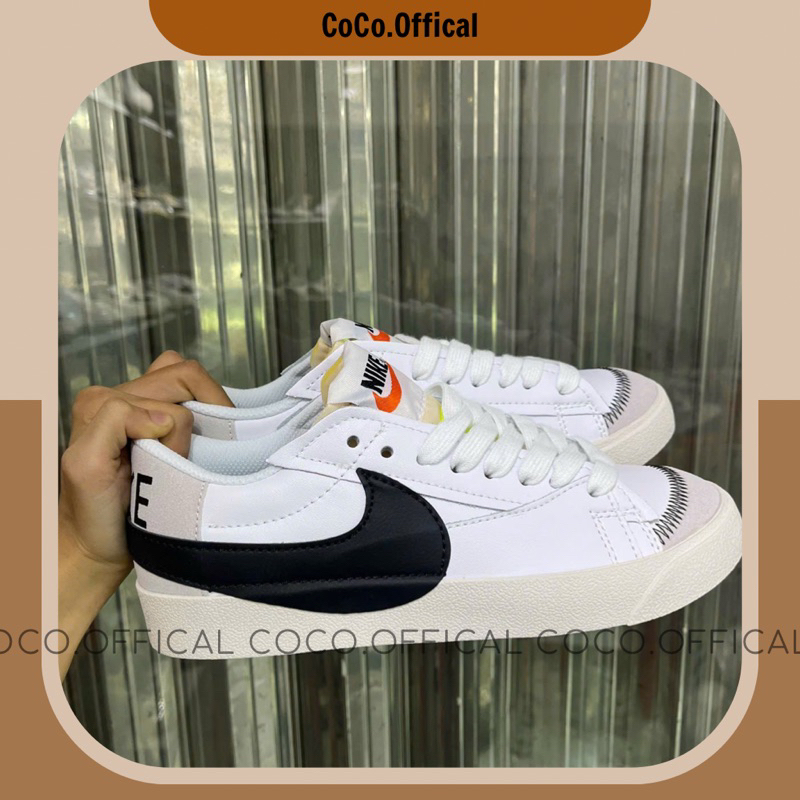 Giày Nai Blazer Low '77 Jumbo White Black Da Thật Lai Au