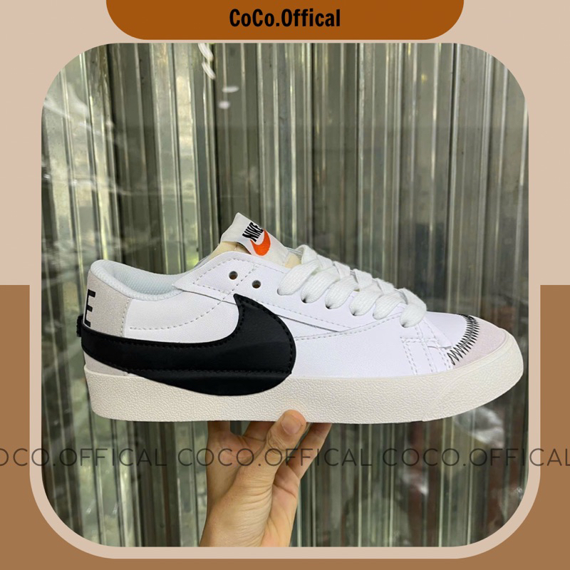 Giày Nai Blazer Low '77 Jumbo White Black Da Thật Lai Au