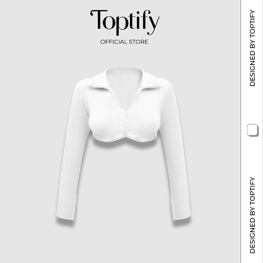 Áo croptop nữ body dài tay TOPTIFY cổ polo hai nút viền ngực Shelby Top AC216