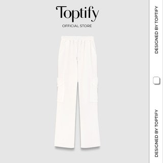 Quần cullotes TOPTIFY kiểu túi hộp rách lai form ống suông Sarley Cargo Pants QT21