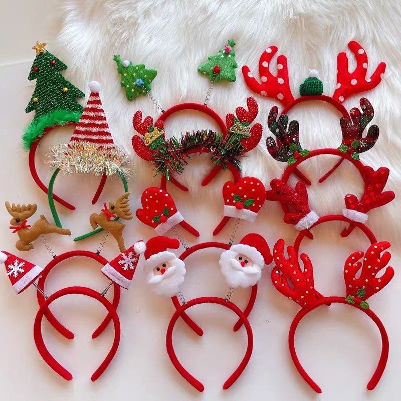 Bờm Giáng Sinh cài tóc , băng đô hình ông già noel , tuần lộc ,cây thông noel phụ kiện hóa trang Giáng Sinh