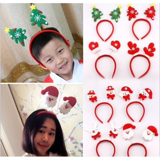 Bờm Giáng Sinh cài tóc , băng đô hình ông già noel , tuần lộc ,cây thông noel phụ kiện hóa trang Giáng Sinh