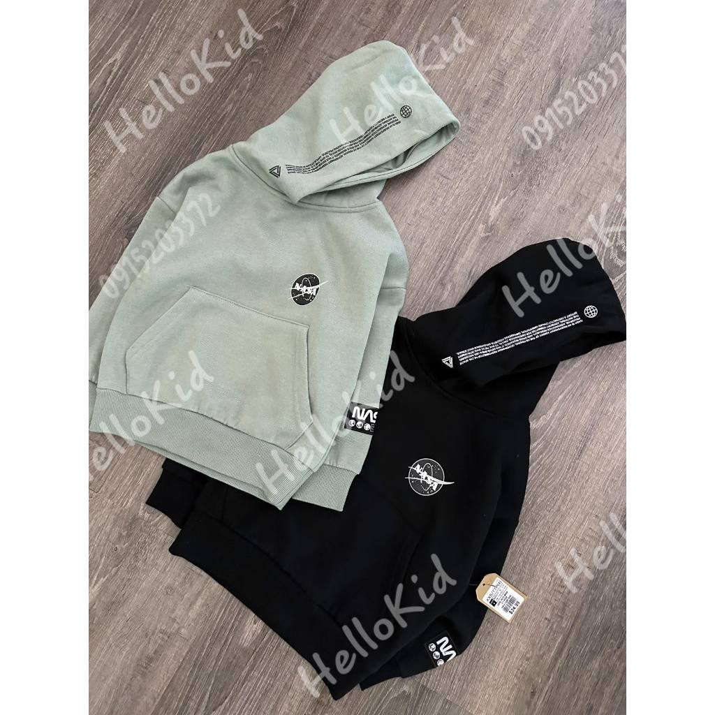 Áo nỉ hoodie nasa hình in trước sau cho bé