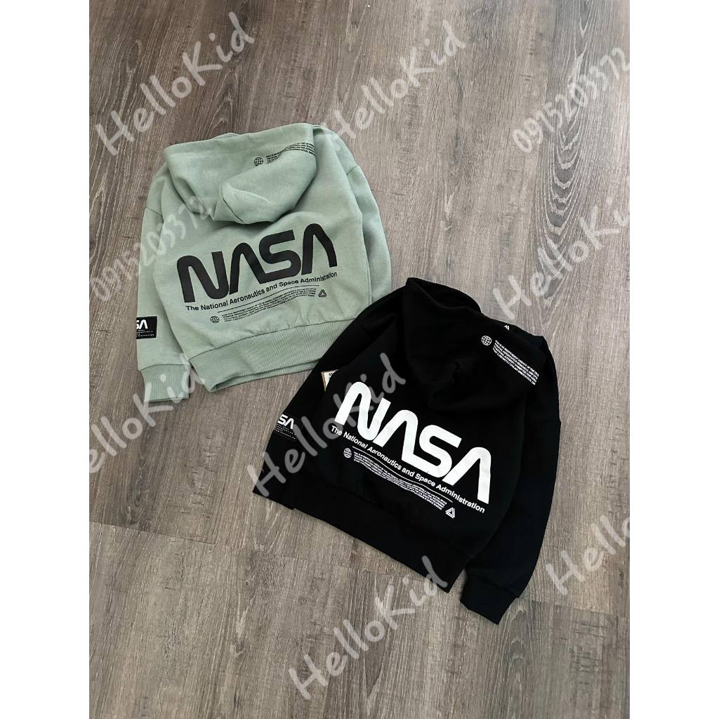 Áo nỉ hoodie nasa hình in trước sau cho bé