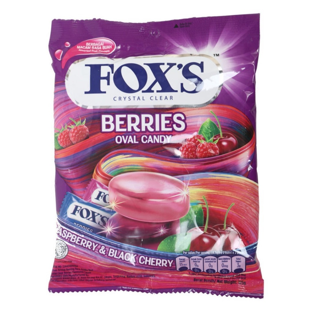 Kẹo Fox's Berries,coffee world,Oval Candy Lemon mint & Apple mint,Fruits Oval Candy Lemon & Blackcurrant
