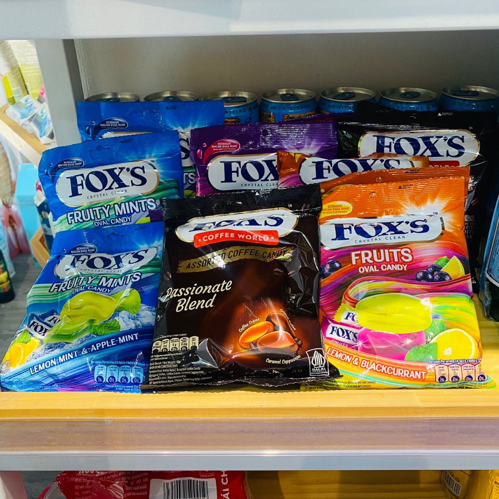 Kẹo Fox's Berries,coffee world,Oval Candy Lemon mint & Apple mint,Fruits Oval Candy Lemon & Blackcurrant