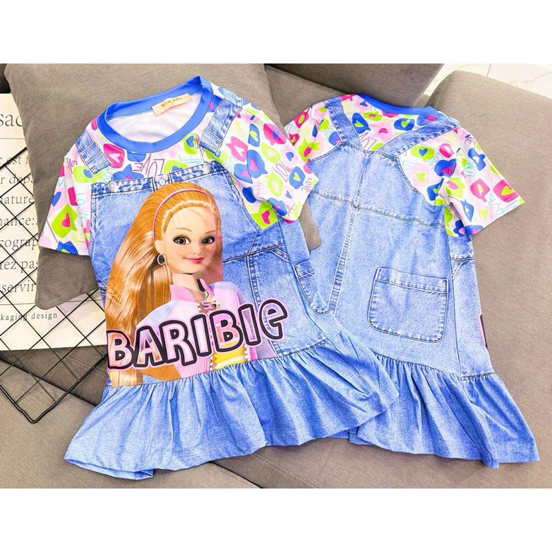 Đầm tay phồng dáng xuông đuôi cá bèo cho bé gái 10kg tới 21kg cho bé mặc đi chơi , đi học , đi tiệc