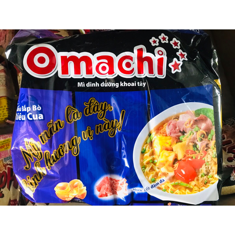 Túi 5 gói mì omachi lẩu bắp bò riêu cua