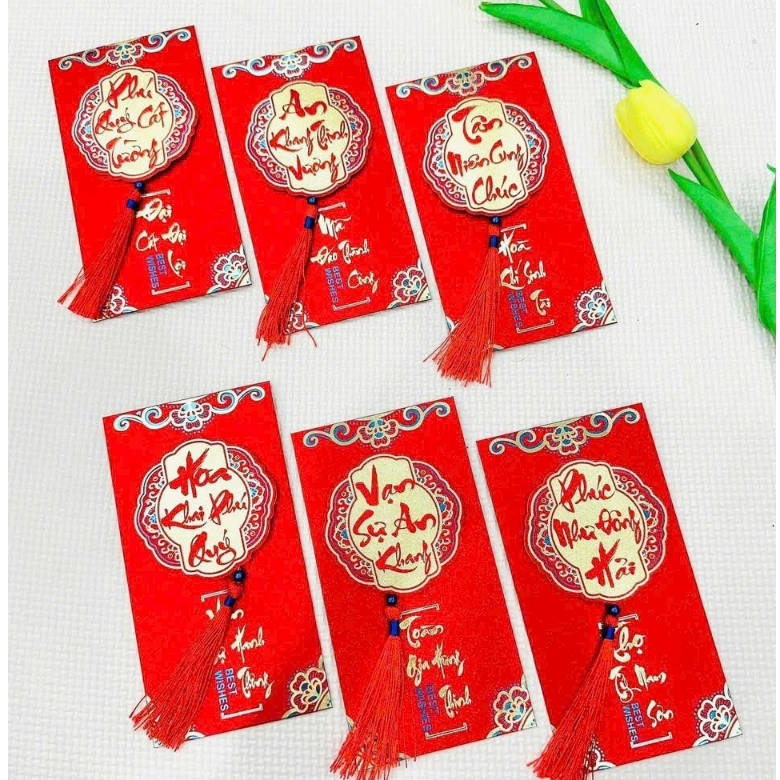 Bao Lì Xì Đỏ Lấp Lánh Nhũ Ánh Kim Lấp Lánh Sang Trọng Tết Giáp Thìn 2024 CUTE SHOP