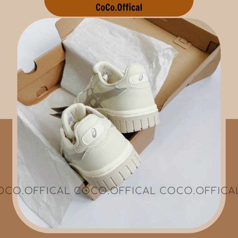 Giày Asic Court Mz Beige Grey Da Thật Lai Au Nam Nữ