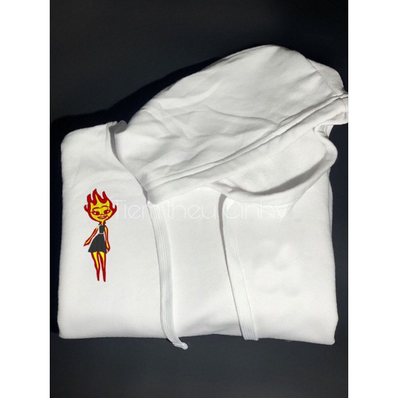 Áo Hoddie Đôi Nam Nữ thêu hình lửa với nước, Áo Hoddie Unisex