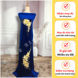 Vải nhung may áo dài bà sui đính kết sang trọng lịch sự