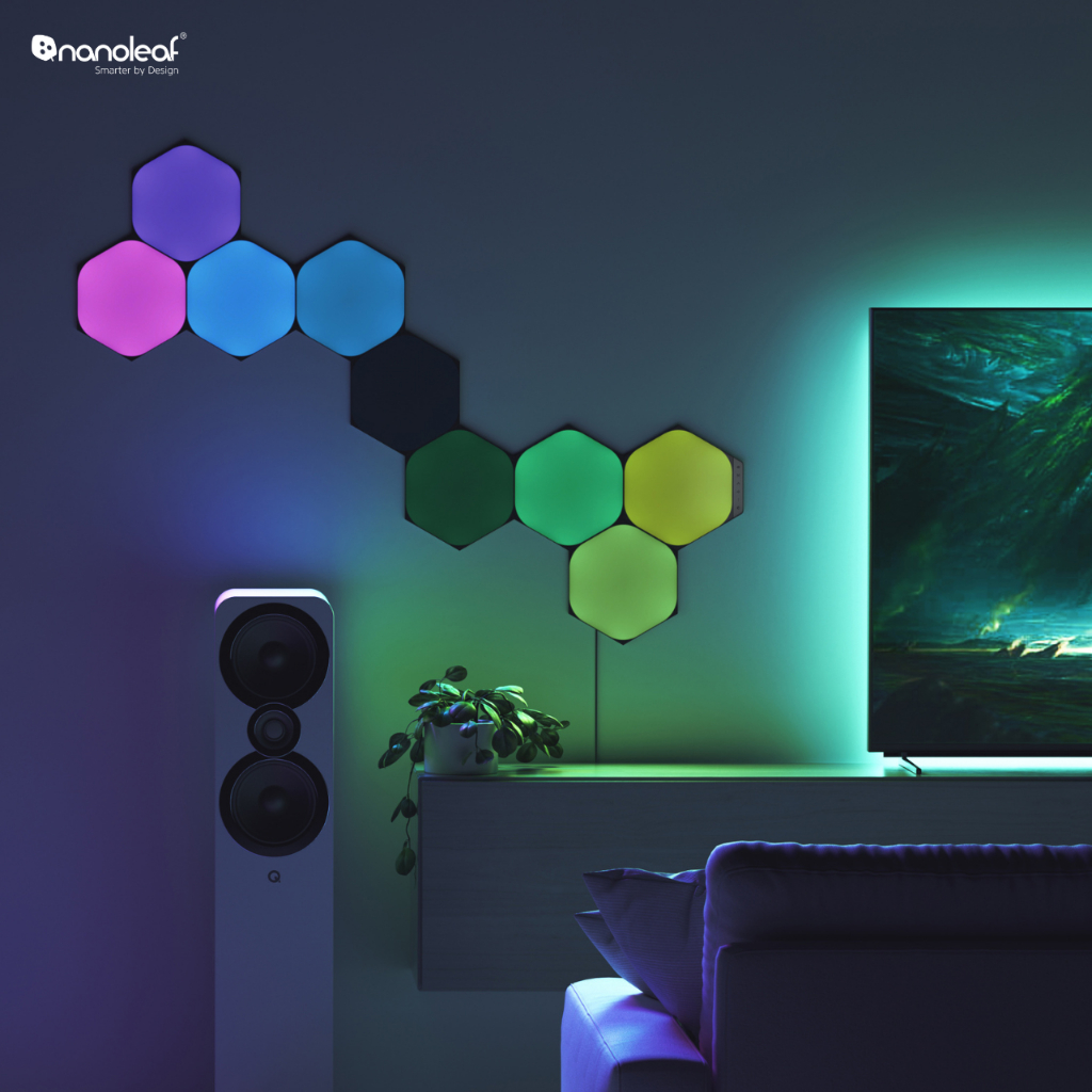 Đèn LED RGB lắp ghép thông minh Nanoleaf Shapes Ultra Black Lục Giác 9 ô đèn