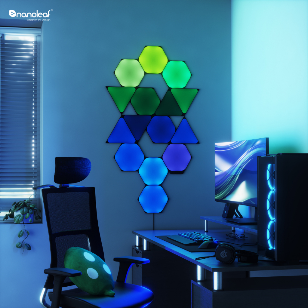 Đèn LED RGB lắp ghép thông minh Nanoleaf Shapes Ultra Black Lục Giác 9 ô đèn
