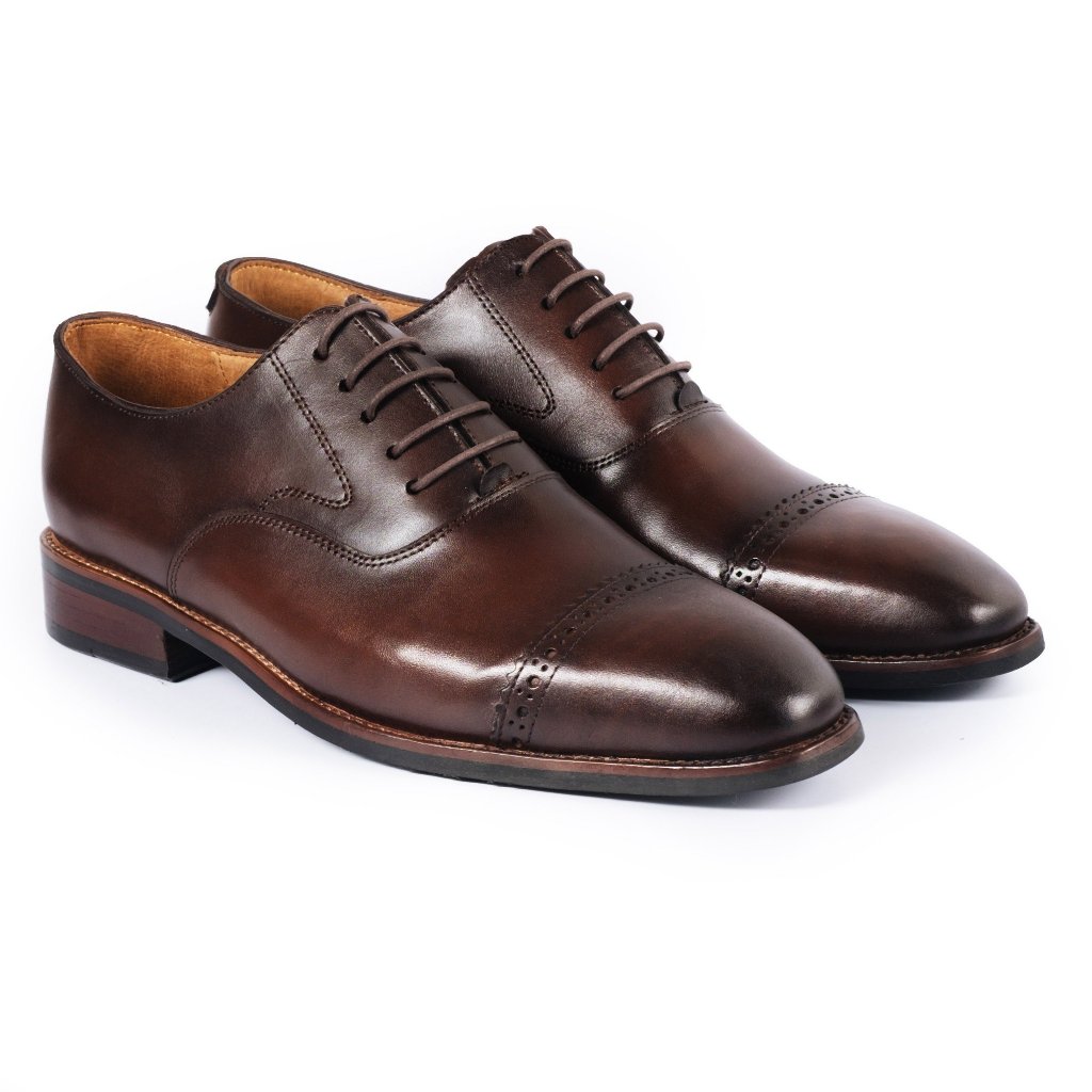 Giày Tây Cao Cấp SAVILLE CAPTOE OXFORD - OF32 - Da Bò Ý Lót Trong Da Bò Mộc - Thương hiệu Be Classy