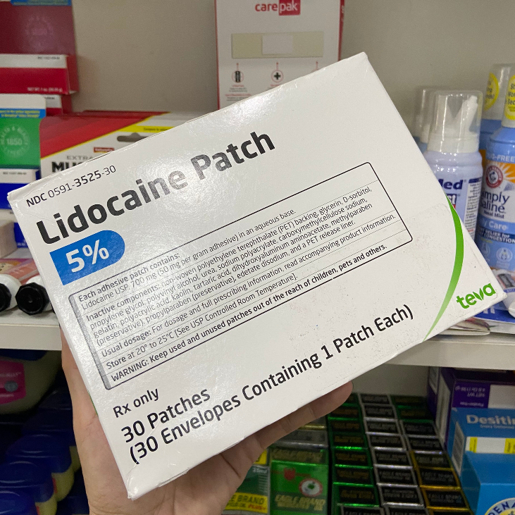 Miếng dán giảm đau Rx Only LIDOCAINE 5% hộp 30 miếng