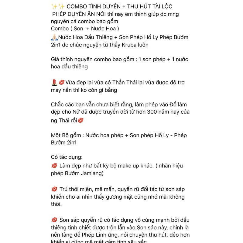 Combo nước hoa + son ăn nói may mắn Thái Lan