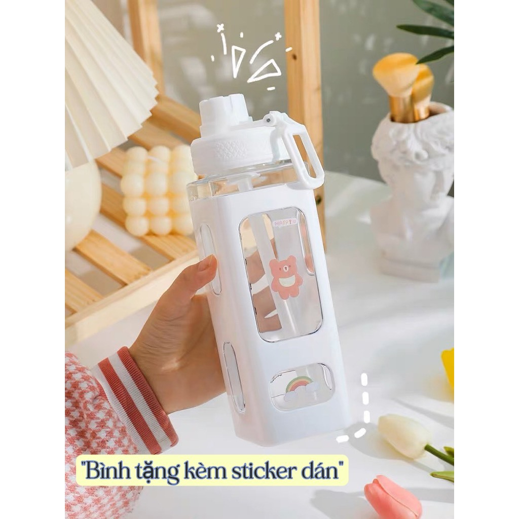 Bình Nước Thể Thao Bằng Nhựa Dung Tích 700/900ml Có Ống Hút