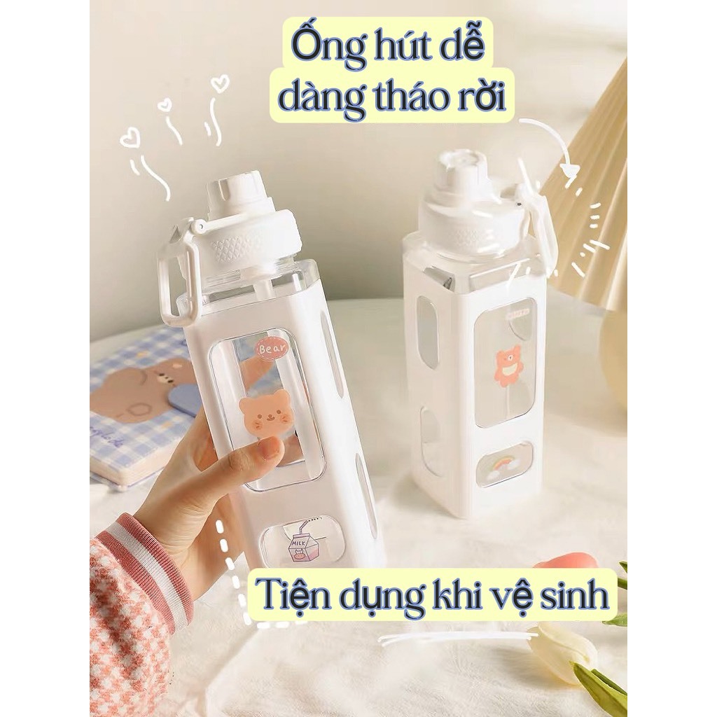 Bình Nước Thể Thao Bằng Nhựa Dung Tích 700/900ml Có Ống Hút