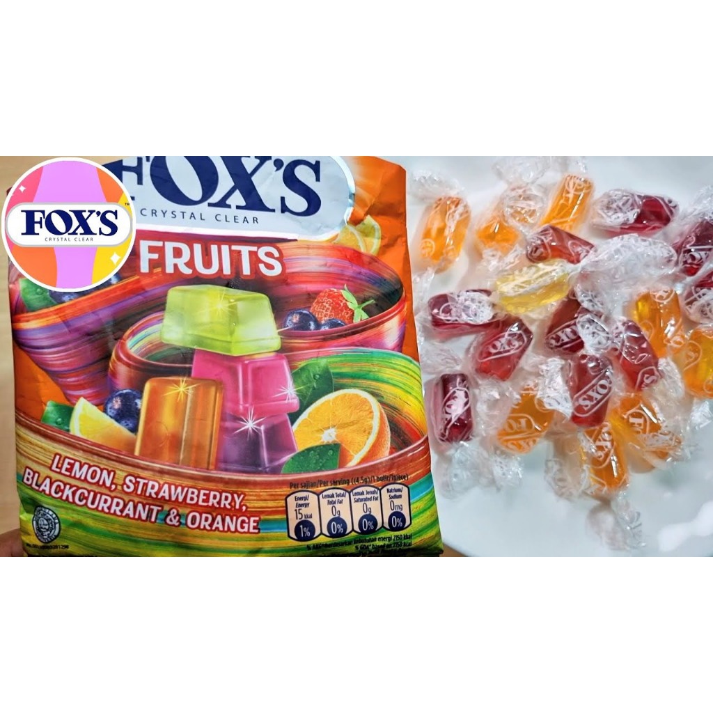 Kẹo Fox's Berries,coffee world,Oval Candy Lemon mint & Apple mint,Fruits Oval Candy Lemon & Blackcurrant