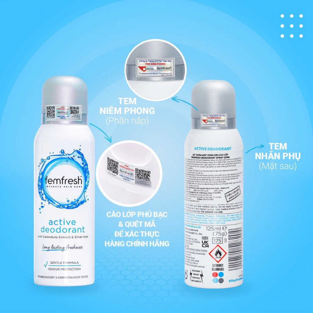Hàng Công Ty Xịt Khử Mùi Thơm Mát Vùng Kín Femfresh Intimate Skin Care 125ML Chính Hãng