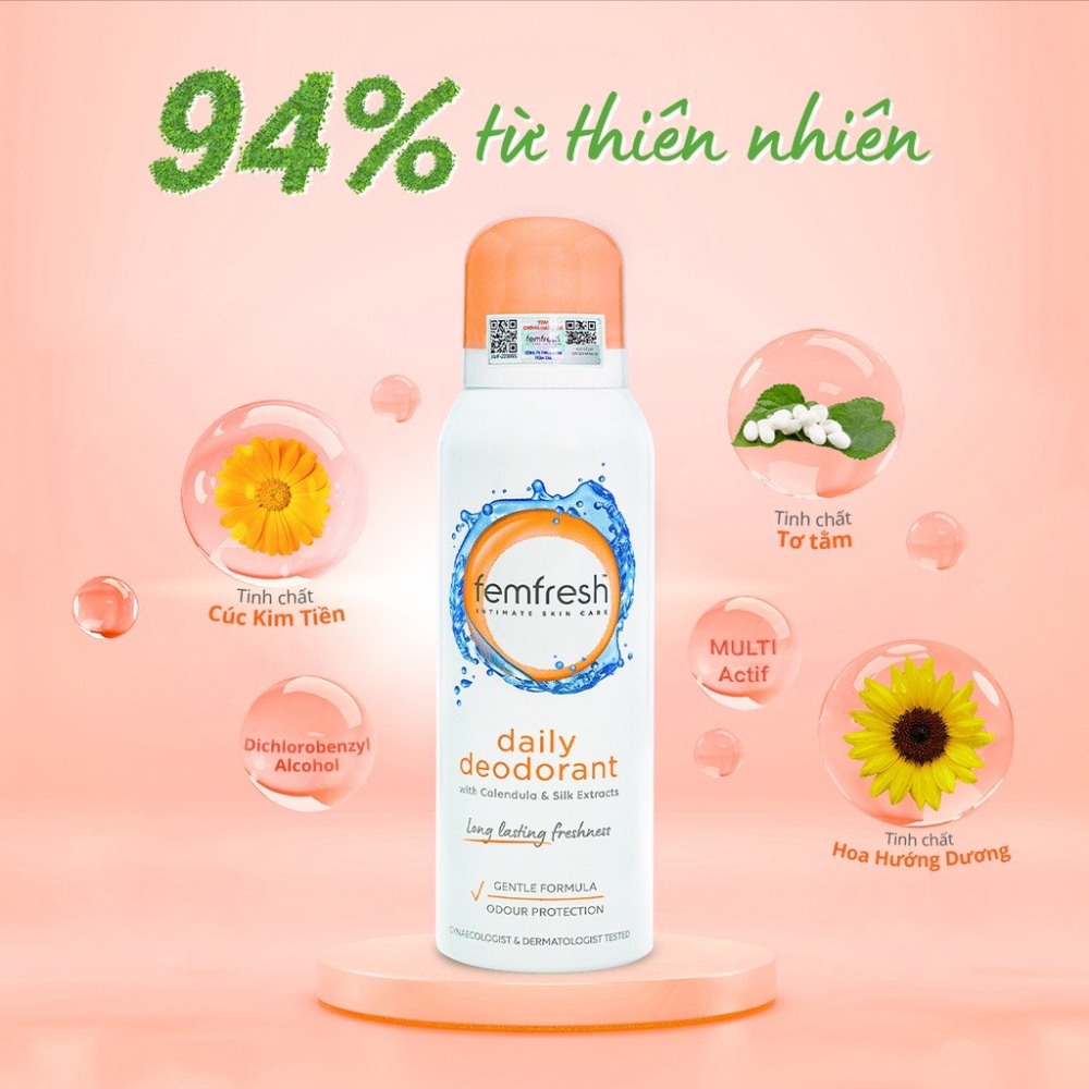 Hàng Công Ty Xịt Khử Mùi Thơm Mát Vùng Kín Femfresh Intimate Skin Care 125ML Chính Hãng