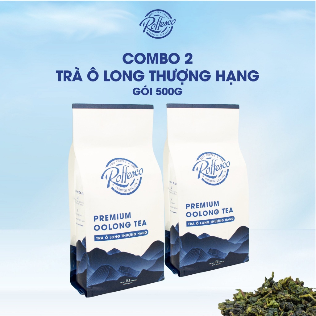 Combo 2 Trà Ô Long ROFFESCO PREMIUM OOLONG TEA 100% Búp Trà Tươi Túi 500g