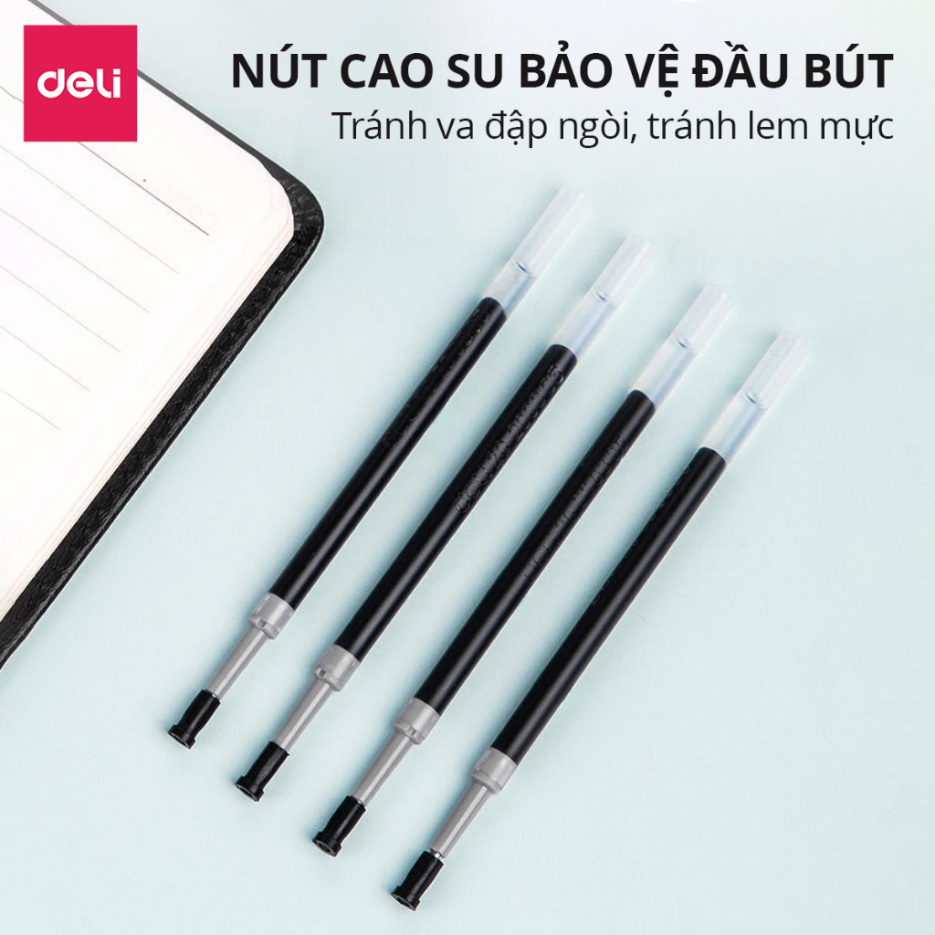 Ruột bút gel đen Deli S221 ngòi 0,5mm Dùng thay thế cho Bút A575